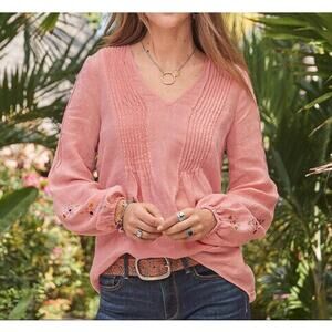 Sundance Linen Blouse Women S Embroidered Coastal Euro Summer Maritime Resort